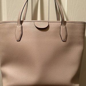 KATE SPADE BEIGE LEATHER TOTE HANDBAG W/ ZIPPER CLOSURE BEIGE  LARGE